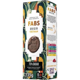 Origin Vietnam galletas con chocolate negro intenso 73% cacao paquete 135 g -