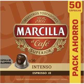 Café Espresso Intenso intensidad 10 pack ahorro estuche 50 cápsulas cápsulas compatibles con máquinas Nespresso -