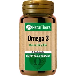 Omega 3 rico en EPA y DHA bueno para tu corazón envase 80 cápsulas blandas; toma 2-3 cápsulas -