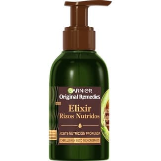 Aceite de nutrición profunda con aguacate Elixir de Rizos Nutridos dosificador 120 ml para cabello muy seco o encrespado -