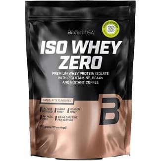 Iso Whey Zero 100% bebida de proteínas en polvo con sabor a café latte sin gluten bolsa 454 g sin azúcar y sin aceite de palma -