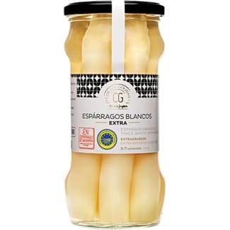 Espárragos blancos extra gruesos 5-7 frutos IGP Esparragos de Navarra frasco 325 g neto escurrido -