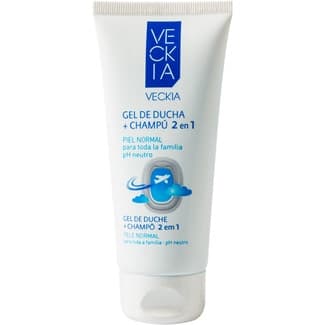 Gel de baño + champú 2 en 1 para toda la familia ph neutro tubo 100 ml para piel normal tamaño viaje -
