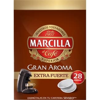 Café en monodosis extra fuerte para cafetera Senseo estuche 28 cápsulas -