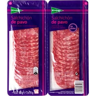 Salchichón de pavo en lonchas sin gluten pack 2 x 75 g envase 150 g -