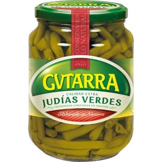 Judías verdes redondas extra cortadas en trozos medianos frasco 350 g neto escurrido -