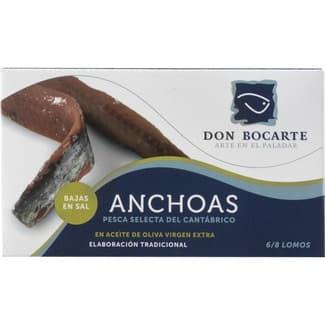 Filetes de anchoa del Cantábrico bajas en sal en aceite de oliva virgen extra lata 28 g -