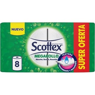 Papel de cocina Megarollo 2 capas paquete 8 rollos -