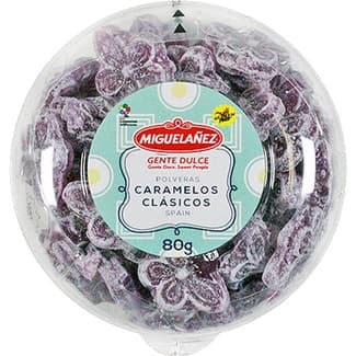 Caramelos duros de violetas en caja de polvera envase 80 g -