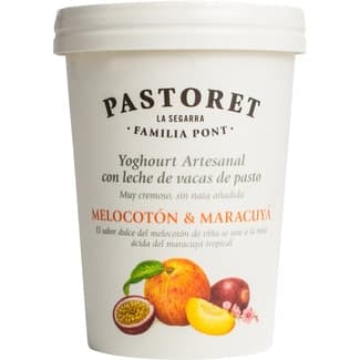 Yogur con melocotón y maracuyá artesano cremoso con leche de vacas de pasto sin gluten envase 500 g -