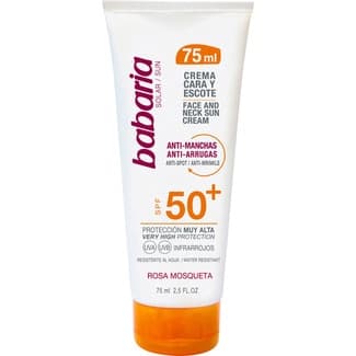Crema solar facial Rosa Mosqueta SPF-50+ anti-manchas anti-arrugas resistente al agua tubo 75 ml -