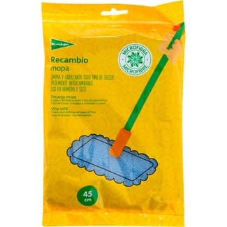 Recambio de mopa microfibra limpia y abrillanta todo tipo de suelos uso en húmedo y seco bolsa 1 unidad -