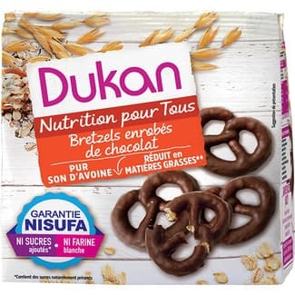 Pretzel lazos de salvado de avena con chocolate baja materia grasa envase 100 g -