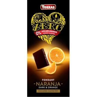 Zero chocolate negro fondant con naranja 0% azúcares añadidos sin gluten tableta 125 g -