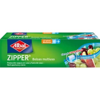 Bolsa de congelación multiusos Zipper 1 litro 20x16cm con cierre de cremallera caja 12 unidades -