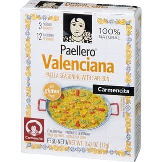 Sazonador para paella valenciana con azafrán Sin Gluten 3 sobres para 12 raciones caja 12 g -