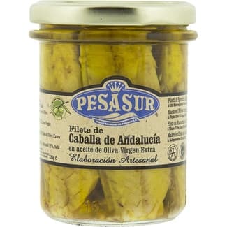 Caballa de Andalucía en aceite de oliva virgen extra ecológico de elaboración artesanal frasco 145 g -