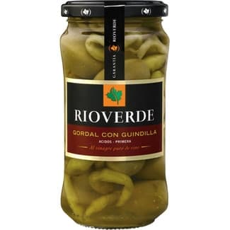 Aceitunas gordal con guindilla al vinagre puro de vino frasco 180 g neto escurrido -