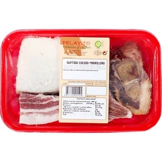 Surtido para cocido Madrileño con panceta, tocino y espinazo sin gluten peso aproximado bandeja 650 g -