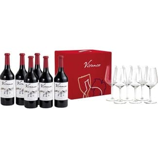 Vino tinto crianza DOCa Rioja Estuche 6 botellas 75 cl con regalo de 6 copas -