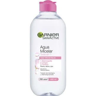 Skin Active agua micelar desmaquilla limpia y tonifica rostro labios y ojos sin perfume frasco 400 ml para todo tipo de piel -