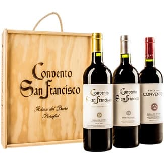 Vino tinto roble crianza y reserva DO Ribera del Duero Estuche de madera 3 botellas 75 cl -