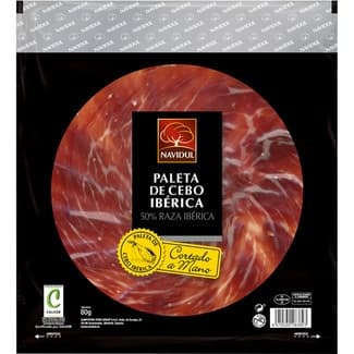 Paleta de cebo ibérica 50% raza ibérica en lonchas cortado a mano sin gluten envase 80 g -