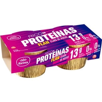 Flan con proteínas de clara de huevo desnatado 0% m.g. 0% azúcares añadidos pack 2 unidades 160 g sin gluten -