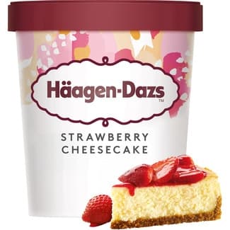 Helado crema con sabor a tarta de queso con salsa de fresa y galletas tarrina 460 ml -