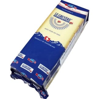 Queso suizo de vaca elaborado con leche cruda en barra DOP Gruyére maduración mínima 6 meses -