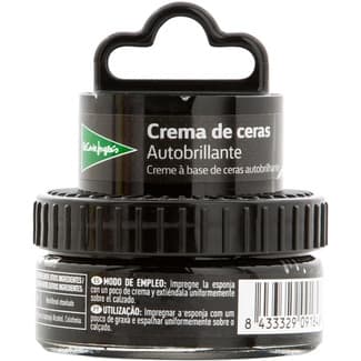 Limpia calzado crema de ceras autobrillante negra con esponja tarro 50 ml -