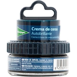 Limpia calzado crema de ceras autobrillante azul con esponja tarro 50 ml -