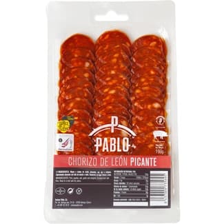 Chorizo de León picante en lonchas sin gluten envase 100 g -