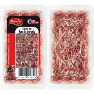 Hilos de jamón curado sin gluten pack 2 x 75 g envase 150 g -