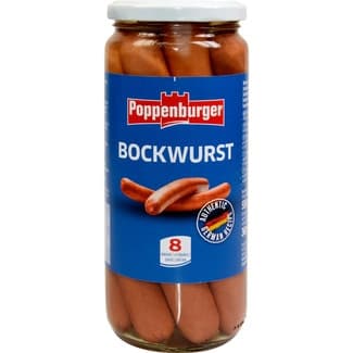 Salchichas bockwurst alemanas 8 unidades frasco 360 g neto escurrido -