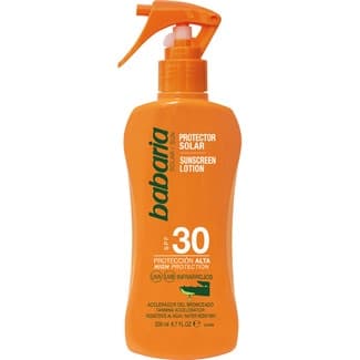 Spray protector Aloe Vera SPF-30 aclerador del bronceado resistente al agua spray 200 ml -
