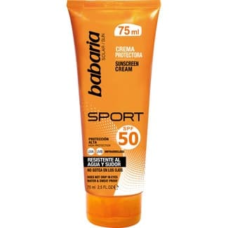 Crema solar facial Sport SPF-50 resistente al agua y sudor tubo 75 ml -