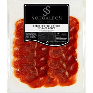 Lomo de cebo ibérico 50% raza ibérica en lonchas sin gluten envase 100 g -
