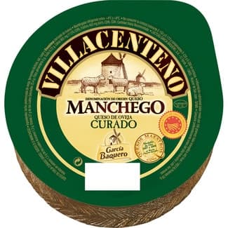 Queso curado de oveja madurado graso DOP Queso Manchego pieza 880 g elaborado con leche pasteurizada -
