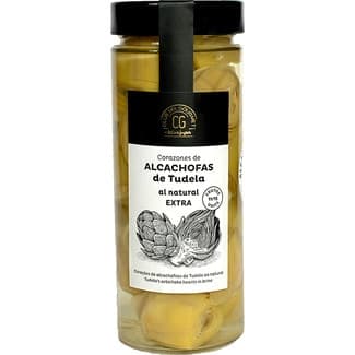 Corazones de alcachofas de Tudela al natural 11-15 frutos frasco 325 g neto escurrido -