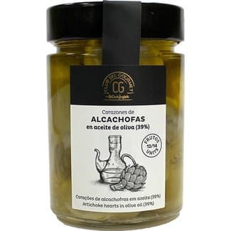 Corazones de alcachofas en aceite de oliva 12-14 frutos frasco 280 g neto escurrido -