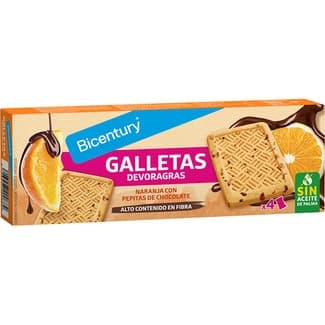 Devoragras galletas sabor naranja con pepitas de chocolate sin aceite de palma estuche 160 g -