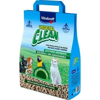 Vegetal Clean lecho vegetal en pellets de madera para mascotas envase 8 l -