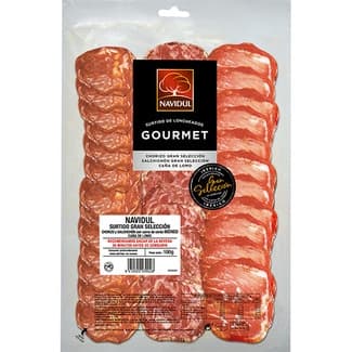 Surtido Gourmet Gran Selección chorizo + salchichón extra ibéricos envase 100 g + lomo embuchado en lonchas sin gluten -