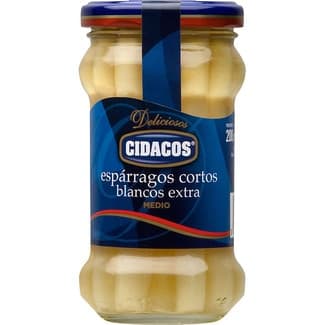 Espárragos blancos cortos extra medio frasco 115 g neto escurrido -
