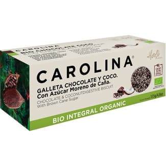 Bio Integral Organic galleta digestive con chocolate, coco y azúcar moreno de caña estuche 135 g -