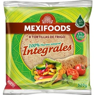 Tortillas de trigo integrales 8 unidades paquete 320 g -