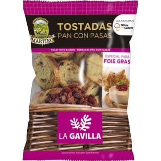 Tostadas de pan con pasas especial para foie gras bolsa 100 g -