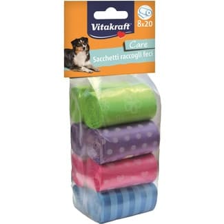 Recambio bolsas higiénicas para perros multicolor 8 rollos x 20 unidades -
