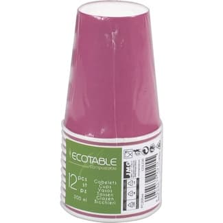 Vasos compostables rosas 20 cl paquete 12 unidades -